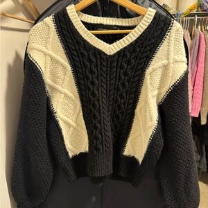 Black and Cream Women's Sweater